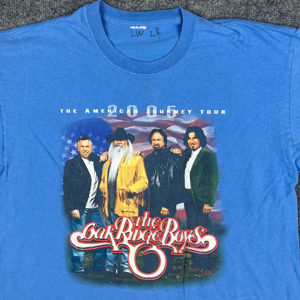 Oak Ridge Boys Tour T-Shirt Mens Size L Blue 2005 Concert Band Graphic Tee